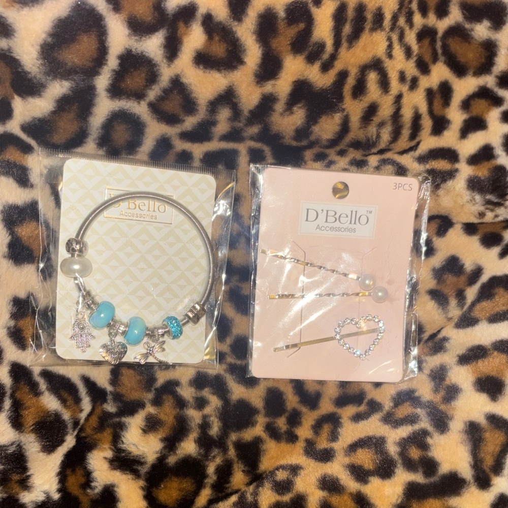 D'Bello Silver Bracelet and Hair Pin Set